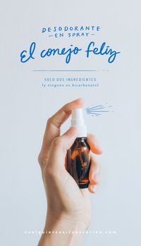 Receta facilísima para hacer desodorante en spray. Solo dos ingredientes, y ninguno es bicarbonato. Cero pruebas en animales, cero residuos, en cualquiercositaescarino.com