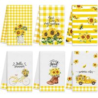 PRICES MAY VARY. Kitchen Towel Set: you will receive 6 sunflower dish towels printed with interesting quotes, the abundant quantity is enough to meet your use and replacement needs, and you can also share them with your friends Suitable Size: these kitchen towels are about 15.8 x 23.6 inches/ 40 x 60 cm when unfolded, the suitable size allows you to easily hold them in your hands for housework, and you can also fold them into small pieces for easy storage Soft Material: our kitchen hand towels a