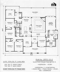 1 Story, 4 Bedroom, 3.5 Bathroom, 1 Dining Room, 1 Family Room, 1 Study, 1 Gameroom - 2972 SQ Feet Living Area House Plan 💙 how the bathroom leads to the outdoor especially during pool season