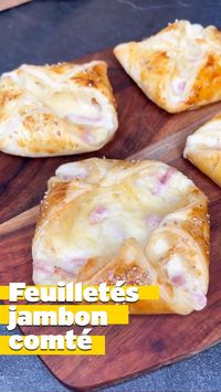 Des feuilletés gourmands, bien comme il faut 😍 Ingrédients Pour 4 feuilletés : - une pâte feuilletée - 15g de beurre - 15g de farine - 20cl de lait - Muscade - 100g d’allumettes de jambon - Comté - 1 œuf