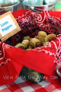 Pigs in a blanket make perfect "little piggies" for a child's first birthday barnyard party!