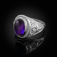 Sterling Silver Egyptian Ankh Cross Purple Amethyst Statement Ring