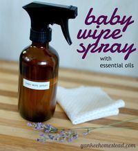 Baby Wipe Spray {with essential oils} - http://yankeehomestead.com/2014/08/06/baby-wipe-spray-with-essential-oils/