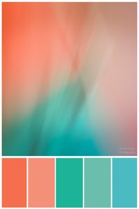 Happy tropical color palette of coral oranges, sea green, and turquoise, based on the abstract photograph 'Mirror Image' by photographer Christi Kraft  #summerinspired #tropicalcolorscheme #colortrends