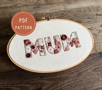 Beautiful floral hand embroidery pattern that's perfect for mother's day or for a new mum! Easy to customize to your or your favorite mumma's colors. Great for sweatshirts and totes! ☾ Beginner level pattern ☾  PDF includes printable pattern, instructions, materials guide, color guide, stitch guide, and tips and tricks ☾ Color guide includes DMC numbers ☾ Included Freebie: Illustrated instructional stitch guide with 12 common stitches! ☾ This pattern is designed for a 6" hoop but is adjustable t