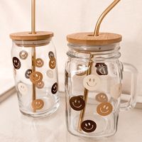 This Listing Is For Glass Cup And Bamboo Lid Only Straw Not Included 16oz Libby Glass Cup