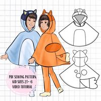 PDF SEWING PATTERN kids dog poncho sizes 2t-6 Please print all files on 100% scale on A4 Paper and recommend fabric is fleece for this project This pattern has a video instruction on how to assemble and make it. (No written) Please watch video here: https://youtu.be/JPcT-OSWpYA  or scan the photo in the listing. Video was made to make it easier to follow along when making item.  If you have any questions or issues please feel free to contact me! *For personal use only/All digital files are final sale, no refund