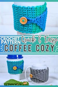 Crochet a quick and easy cup cozy that is both practical and versatile, fitting snugly around a mug or travel cup. Suitable for beginners, you can choose to make a smooth or ribbed variation with worsted weight yarn, utilizing an H (5mm) crochet hook. The process starts by chaining eight to create a buttonhole, eventually expanding to 11 stitches across.