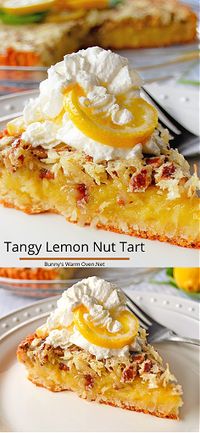 The lemon flavor in the tart compliments the coconut and pecans extremely well. The crescent rolls used to make the crust make this recipe easy.