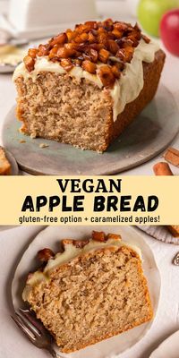 Fluffy and moist vegan apple bread that comes together in one bowl using only 8 ingredients! The bread can easily be made gluten-free and refined sugar-free too.