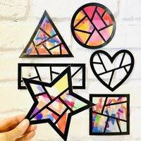 Learn shapes with this simple suncatcher craft kit! Perfect activity for the littles.