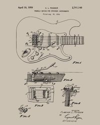 Fender Poster Patent Prints Set of 3 Guitar Art Blueprint | Etsy