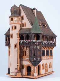 Ceramic handmade house miniature by Midene. Pfister house in Colmar, France.