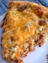 Monterey Sausage Pie. A cheesy blend of eggs, sausage, and other staple ingredients that’s great for either dinner or breakfast!