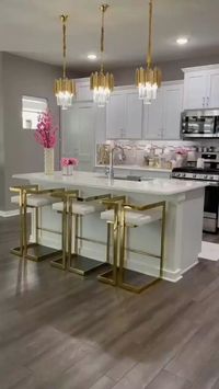 Modern kitchen table island💗 Credit @Star Gate Garage