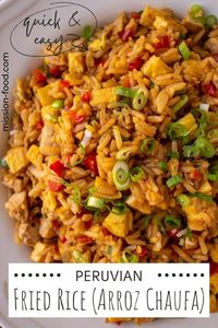 This Peruvian fried rice with chicken (Arroz Chaufa) is quick and easy to make, full of flavor, and very versatile. You can omit the chicken for a vegetarian option, or even replace it with diced beef or pork for a delicious variation.