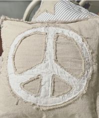 This 20x20 neutral distressed peace sign pillow cover is a new favorite! After sewn, we wash it to create those yummy frayed edges! So much texture!! The neutral fabrics can go with an decor! This is for the pillow cover only, you can add on an insert if desired.