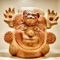 Moche Stirrup Vessel Depiction of the God Al Paec 1-800 CE). Larco Museum, Lima