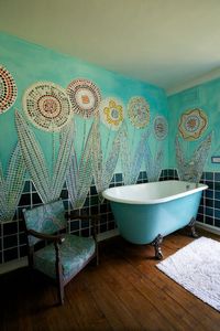 mosaic flowers in the bathroom!