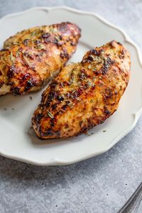 Air Fryer Honey Dijon Chicken Breasts are perfect for dinner, or sliced into a salad or on a sandwich. The honey mustard sauce provides a delicious flavor and the air fryer cooks the chicken perfectly.