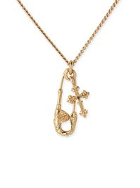 Find EMANUELE BICOCCHI Plated Silver Pendant Necklace on Editorialist. gold-tone sterling silver polished finish 24kt gold plated curb chain cross pendant safety pin detail engraved detail