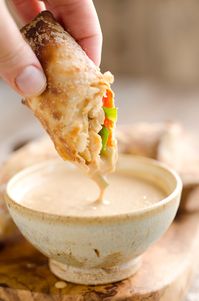 Thai Peanut Chicken Egg Rolls