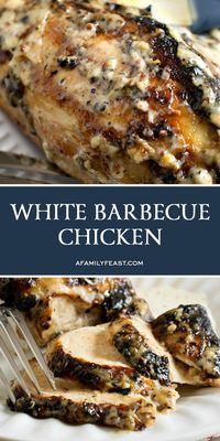 This White Barbecue Chicken is sure to become a new crowd favorite at all of your cookouts this summer! #BBQChicken #WhiteBBQChicken #chickenrecipes