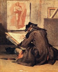 Young Draughtsman Copying an Academy Study by Jean-Baptiste-Simeon Chardin (1699 - 1779)