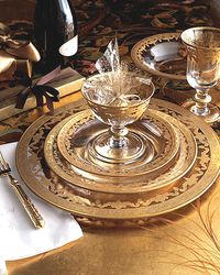 Vetro Gold Dinnerware by Arte Italica ~  LOVE these plates and glasses. I would love these to mix in with my gold rimmed china as well.