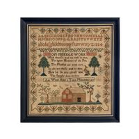 Ann Wood 1817 Antiqued Embroidery Needlepoint Sampler Framed PRINT