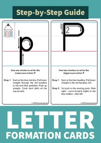 These cards contain step-by-step instruction on how to write the letter using the continuous method. Use these cards as a guide when #teaching how to write the #Uppercase and #Lowercase #Letters.