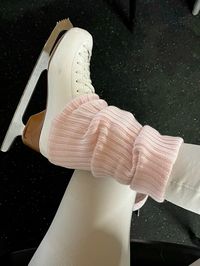 Ice skating aesthetic, pink leg warmers, girly things, cute ice skating outfit, cosy, cute, pink, skater girl, soft girl