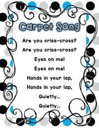 I teach Kindergarten and we sing songs all day! I sing this song as well transition to "carpet" or "circle" time. My kiddos need a poster to reference it and I use this to teach the song. There are 2 different versions (in the preview) one with no pictures and larger font and one with pictures.Please leave feedback if you are downloading!If you have any suggestions, or would like to edit it please feel free to ask or e-mail me at chacker@sixmilecharter.orgThank you for your support!