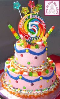 Candyland Themed Birthday Birthday girl was having a party themed after the children's board game Candyland. The cake is buttercream,...