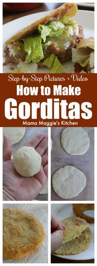 Making Mexican Gorditas at home is a lot easier than you think. These corn dough cakes are made of masa harina and stuffed with a yummy filling. Talk about delicious! Recipe with Video. By Mama Maggie's Kitchen.