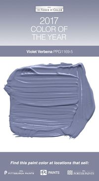 2017 Paint Color of the Year, Violet Verbena! Violet Verbena is a mix of gray, violet and a little blue - perfect as a colorful neutral for nearly any space in or outside your home.