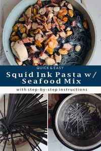 Squid Ink Pasta with Seafood Mix is a stunning and elegant dish known for its intense black color and rich, salty flavor. Made by adding squid or cuttlefish ink to the dough, this pasta looks unique and provides a subtle taste of the sea, enhancing your meal to a gourmet level.