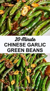 Savory Chinese Garlic Green Beans – Tangy, garlicky, and ready in just 20 minutes, these stir-fried green beans will become your favorite veggie side dish. Perfect for weeknight dinners or meal prep, they’re customizable for a spicy kick or a healthier twist. Add them to your dinner rotation now! #garlicgreenbeans #veggiesidedish #asianrecipes #quickmeals #easyrecipes