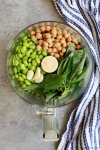 Food Processor Edamame Hummus Ingredients