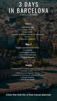 If you will be spending 3 days in Barcelona, here is a 3 day itinerary for Barcelona. Click the link for a free travel planner.