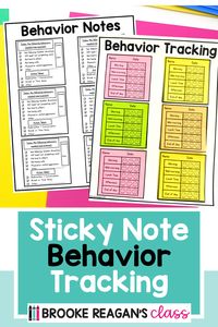 Print behavior charts and behavior tracking sheets on sticky notes for fast and easy tracking. Make notes to send home easily to families for behavior communication. Ideal for teachers, no prep and no time needed!