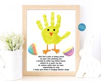 "A sweet yet simple art project to do with the kids this Easter. Our Easter handprint keepsake poem makes the perfect card for Mom and Dad, Grandma and Grandpa, and Aunts and Uncles! Print the 8x10\" template on card stock and using a paint of your choice just add your child's handprint to the template. Please review listing photos for measurements to ensure this will work for your child! Not happy with how the print turned out? Not a problem! Once you have purchased this listing, you can print