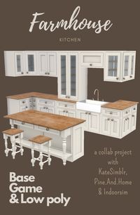 The Sims 4 CC cottage farmhouse kitchen