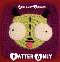 Fellow invaders! Come show your loyalty buy making and showing off this custom Gir Unit Square patch! All will know to bow down before your doomy glory!  This is made with Worsted Yarn(4)  Hooks Needed: 3.5mm US, 2.35mm US