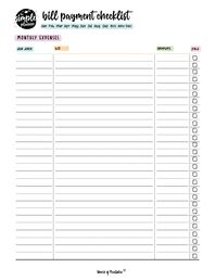 free printable bill pay checklist! This monthly bill payment log will take some of the stress and uncertainty out of your monthly bills as you will be able to quickly log and see what bills you pay each month and what bills you could minimize.