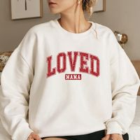 Loved Mama Sweatshirt, Valentines Day Shirt For Moms, Women Love Heart Crewneck, Pullover Gift For Her, New Mom Valentines Day Gift, For Mom New MAMA Gift, Red Hearts In Mama Sweater, Cute Mama Tshirt, Mother Gift, Mother Day Gift, Valentine Day Mama, Mama Sweatshirt, Valentines Day Shirt, Mama Valentine Shirt, Mama Shirt, Love Shirt, Cute Valentines Shirt, Valentine Sweatshirt https://gloriousmapledesign.etsy.com GILDAN 18000 UNISEX SWEATSHIRTS DESIGN/FABRIC/CARE INFO - Medium-heavy fabric (8.0 oz/yd² (271.25 g/m - Loose fit - Runs true to size - 50% cotton, 50% polyester - Sewn-in label - Heavy Blend features a cozy, brushed interior and an extensive color palette across a variety of silhouettes. - 1x1 rib with spandex for enhanced stretch and recovery - Classic fit, seamless body - Safe