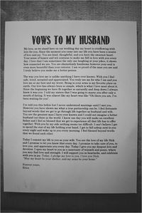 Romantic wedding idea. Vows to my husband.