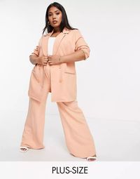 In The Style Plus x Syd & El double breasted blazer set in peach | ASOS