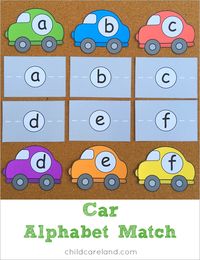 car alphabet match for preschool and kindergarten