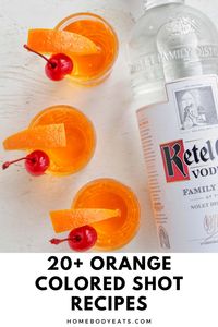 My friends and I were looking for some fun orange colored party shots. All of these alcoholic shots have a fun orange color (which would totally be perfect for Halloween). Some of these would also be good as Halloween party shots. I'm excited to try the ones with orange vodka and some of the blended shots.